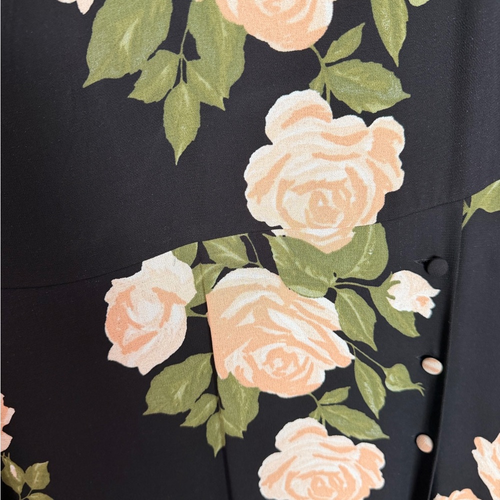 Reformation Black Long-Sleeve Dress with Blush Rose Print - Picture 4 of 5